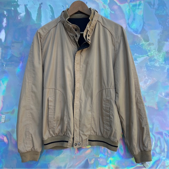 90s Dark Beige and Black Reversible Bomber Jacket - Picture 5 of 10